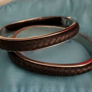 2 Joan Rivers Leather and Silver Bracelets
